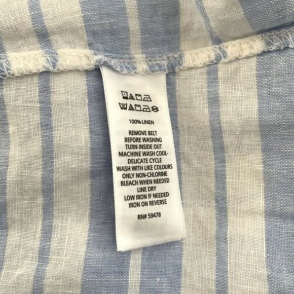 100% Linen Sigrid Olsen Midi Dress Blue White Dutch Stripe 10 - Picture 10 of 12